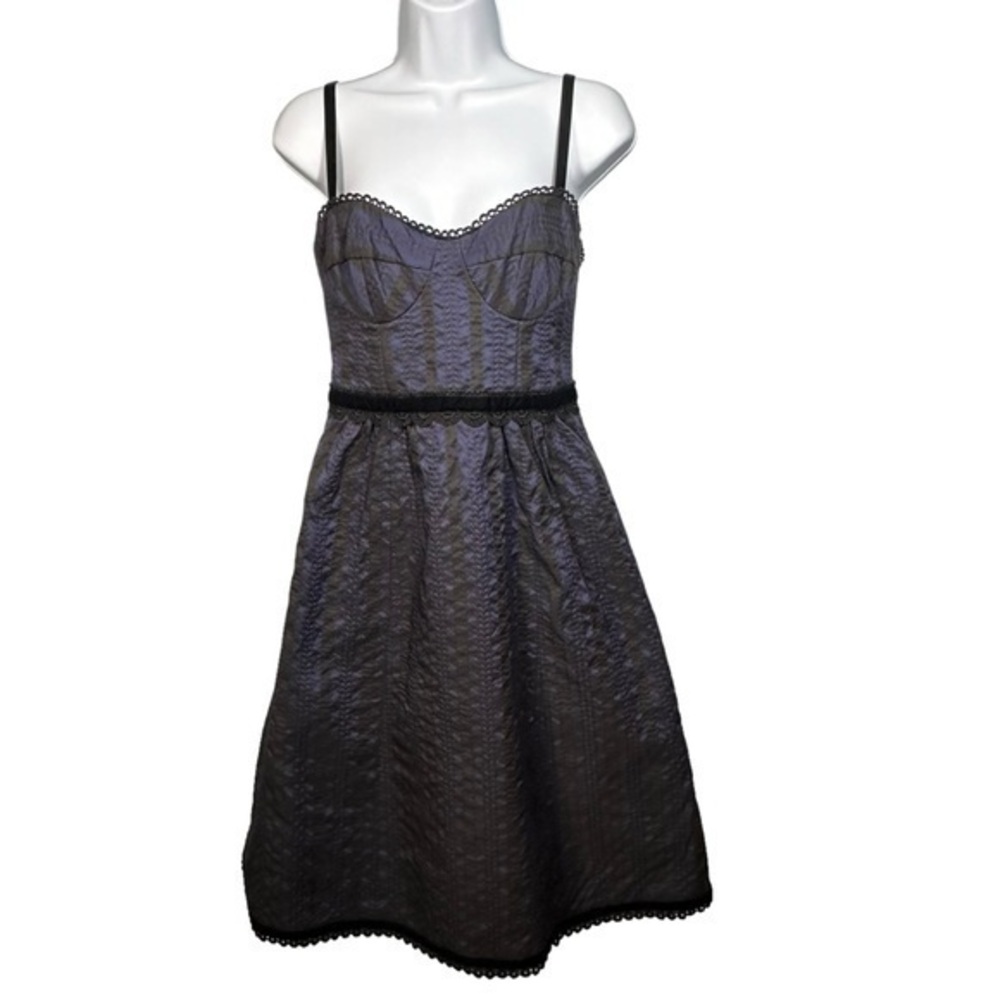 Nanette Lepore Navy Corset Velvet Lace Trim Dress Sz 4 Dark Whimsigoth Romantic